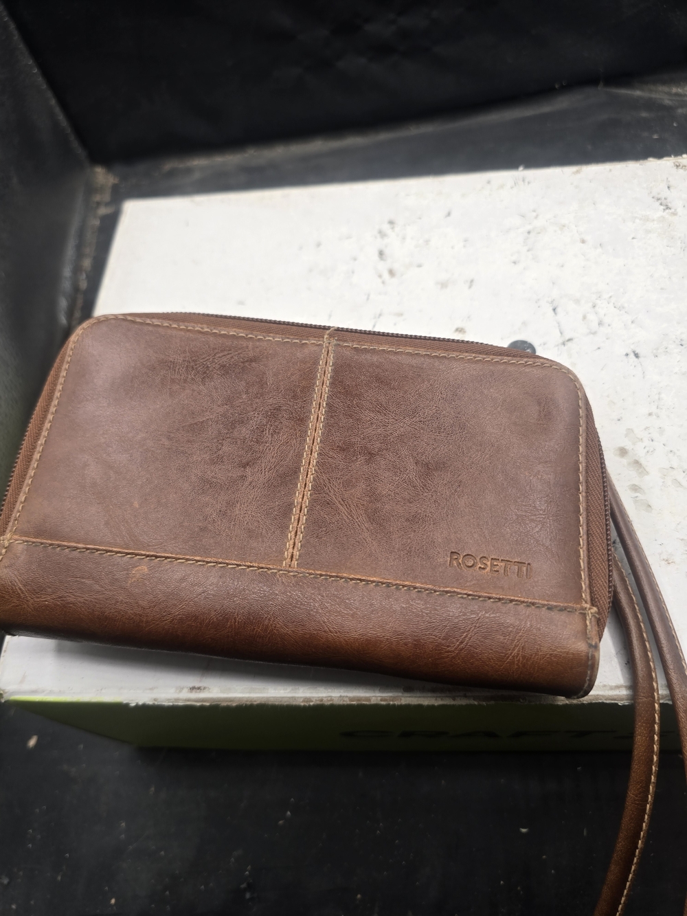 Rosetti Brown Leather Men's Travel Wristlet Organizer